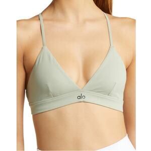 Alo Yoga Splendor Bra Limestone Size Medium EUC Light Sage Green Rare
